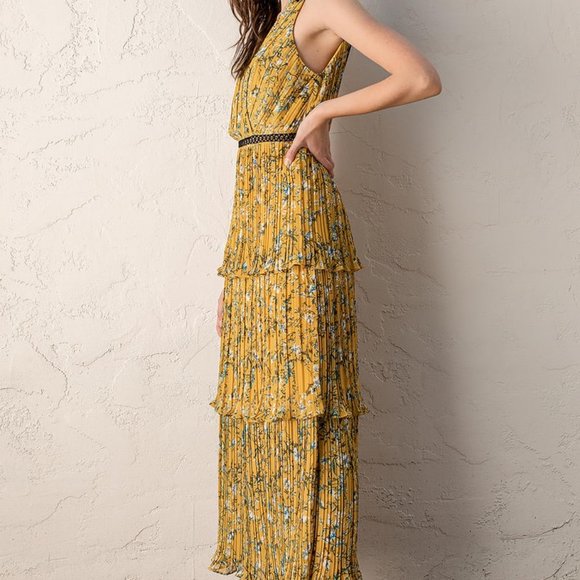 Lulu's Yellow Floral Tiered Maxi Dress - Picture 5 of 8